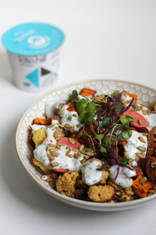 Savory Grain Bowl with Yogurt Dill Sauce