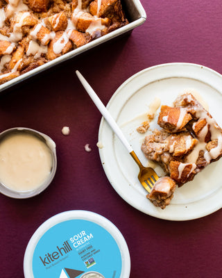 Cinnamon Bread Pudding with Sour Cream Glaze